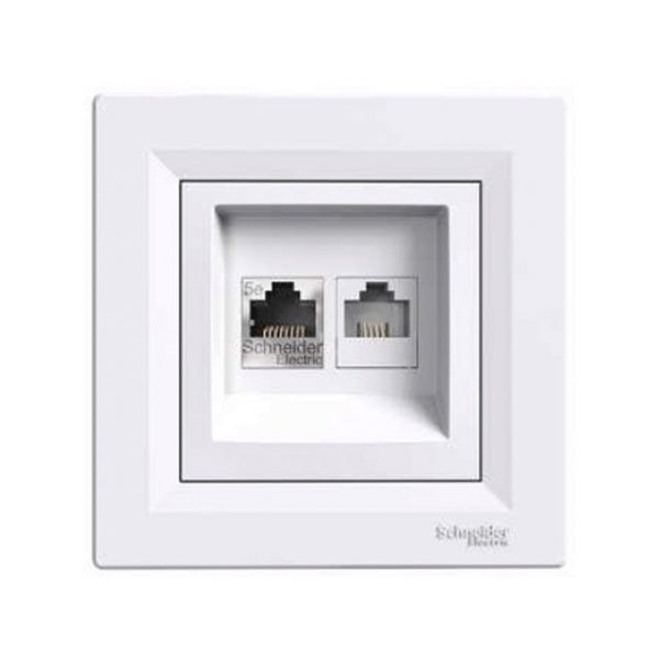 Priza RJ45+RJ11 Schneider (Alb) EPH4900121 Asfora